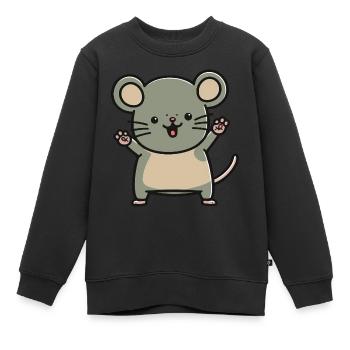 Kawaii mouse, for cute mice - Kids Premium Organic Sweatshirt - black - Front - AI Model Kid Female (0cm)