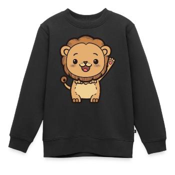 Kawaii Lion, pour les personnalités fortes - Sweat Premium enfant bio - noir - Devant - AI Model Kid Female (0cm)