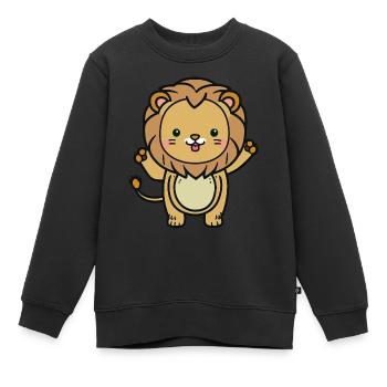 Kawaii Lion, pour les personnalités fortes - Sweat Premium enfant bio - noir - Devant - AI Model Kid Female (0cm)