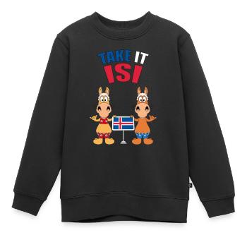 PFERDE - ISLANDPFERDE - ISLÄNDER - TAKE IT ISI - Kinder Premium Organic Sweatshirt - Schwarz - Vorne - AI Model Kid Female (0cm)
