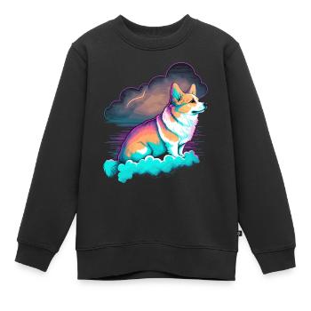 Corgi mit den Wolken - Kinder Premium Organic Sweatshirt - Schwarz - Vorne - AI Model Kid Female (0cm)
