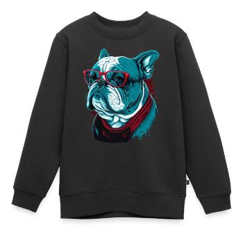 Bouledogue intelligent - Sweat Premium enfant bio - noir - Devant - AI Model Kid Female (0cm)