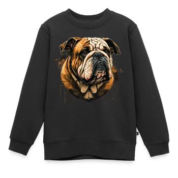 Bulldoggengesicht - Kinder Premium Organic Sweatshirt - Schwarz - Vorne - AI Model Kid Female (0cm)
