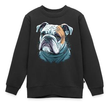 Bouledogue affamé - Sweat Premium enfant bio - noir - Devant - AI Model Kid Female (0cm)
