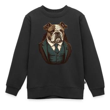 Braune Bulldogge - Kinder Premium Organic Sweatshirt - Schwarz - Vorne - AI Model Kid Female (0cm)