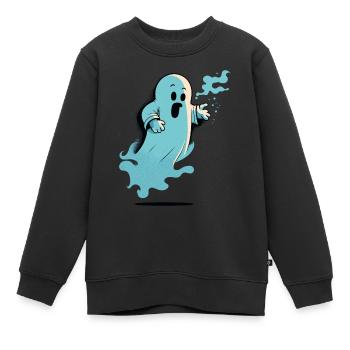 Shocked Ghost - Kids Premium Organic Sweatshirt - black - Front - AI Model Kid Female (0cm)