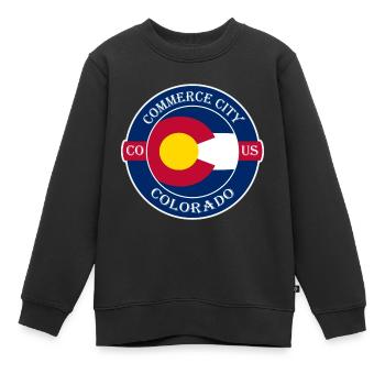 Commerce City Colorado Flag USA Souvenir Badge - Sweat Premium enfant bio - noir - Devant - AI Model Kid Female (0cm)