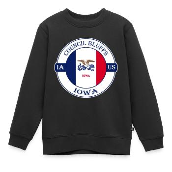 Council Bluffs Iowa Flag USA Travel Souvenir Badge - Sweat Premium enfant bio - noir - Devant - AI Model Kid Female (0cm)