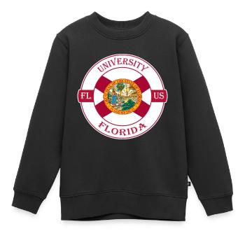 Badge souvenir de voyage University Florida Flag USA - Sweat Premium enfant bio - noir - Devant - AI Model Kid Female (0cm)