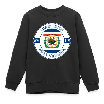 Charleston West Virginia Flagge USA Souvenir Logo - Kinder Premium Organic Sweatshirt - Schwarz - Vorne - AI Model Kid Female (0cm)