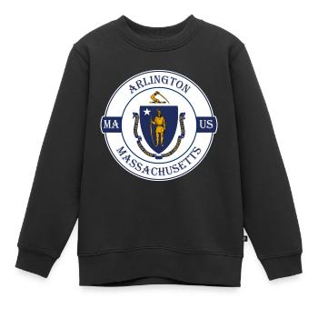 Arlington Massachusetts Flagge USA Souvenir Abzeichen - Kinder Premium Organic Sweatshirt - Schwarz - Vorne - AI Model Kid Female (0cm)