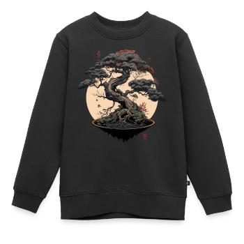 Bonsaï gris - Sweat Premium enfant bio - noir - Devant - AI Model Kid Female (0cm)