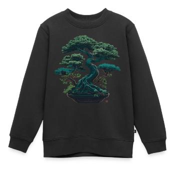 Grüner Miniaturbaum - Kinder Premium Organic Sweatshirt - Schwarz - Vorne - AI Model Kid Female (0cm)