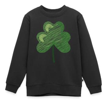 Kleeblatt st patricks day - Kinder Premium Organic Sweatshirt - Schwarz - Vorne - AI Model Kid Female (0cm)