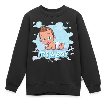 Es ist ein Junge - Kinder Premium Organic Sweatshirt - Schwarz - Vorne - AI Model Kid Female (0cm)