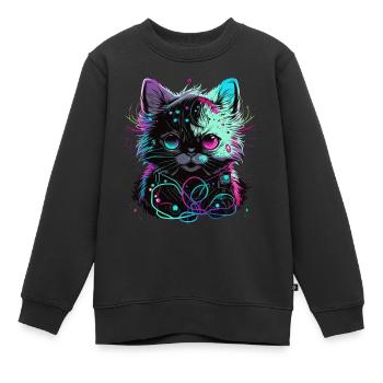 Elektronische Katze - Kinder Premium Organic Sweatshirt - Schwarz - Vorne - AI Model Kid Female (0cm)