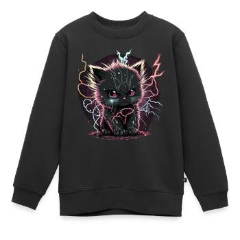 Kätzchen perfekt aufladen - Kinder Premium Organic Sweatshirt - Schwarz - Vorne - AI Model Kid Female (0cm)