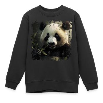 Schöner schwarz weißer Panda beim naschen - Kinder Premium Organic Sweatshirt - Schwarz - Vorne - AI Model Kid Female (0cm)