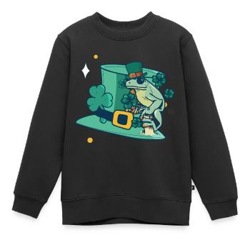 Hut Frosch Glücksbringer Quark Amphibien Geschenk - Kinder Premium Organic Sweatshirt - Schwarz - Vorne - AI Model Kid Female (0cm)