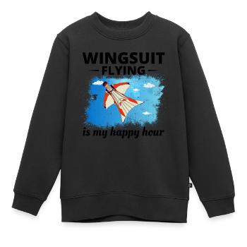 Wingsuit fliegen Base Jumping Fallschirmspringen Wingsuiting - Kinder Premium Organic Sweatshirt - Schwarz - Vorne - AI Model Kid Female (0cm)