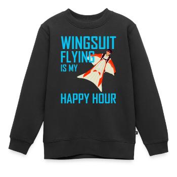 Wingsuit fliegen Base Jumping Fallschirmspringen Wingsuiting - Kinder Premium Organic Sweatshirt - Schwarz - Vorne - AI Model Kid Female (0cm)