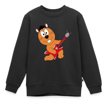 GITARRE - MUSIK - LIEBE - BIBER - OTTER - MARDER - Kinder Premium Organic Sweatshirt - Schwarz - Vorne - AI Model Kid Female (0cm)