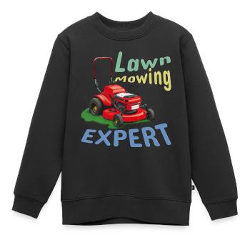 Expert en tonte de pelouse - Sweat Premium enfant bio - noir - Devant - AI Model Kid Female (0cm)