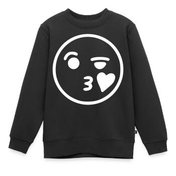 Emoji Skizze küssen weiß - Kinder Premium Organic Sweatshirt - Schwarz - Vorne - AI Model Kid Female (0cm)