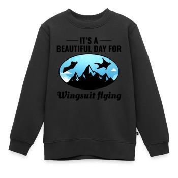 Wingsuit fliegen Base Jumping Fallschirmspringen Wingsuiting - Kinder Premium Organic Sweatshirt - Schwarz - Vorne - AI Model Kid Female (0cm)