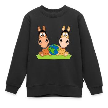 PFERDE - WELT - ERDE - TIERE - PFERD - PONY - Kinder Premium Organic Sweatshirt - Schwarz - Vorne - AI Model Kid Female (0cm)