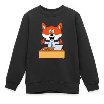 FUCHS - ARBEIT - BÜRO - CHEF - JOB - BERUF - TIER - Kinder Premium Organic Sweatshirt - Schwarz - Vorne - AI Model Kid Female (0cm)
