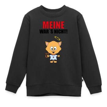 MEINE WAR´S NICHT - KATZE - ENGEL - KÄTZCHEN - Kinder Premium Organic Sweatshirt - Schwarz - Vorne - AI Model Kid Female (0cm)