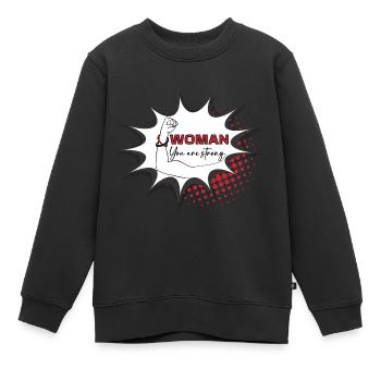 Weiblicher Bizeps - Kinder Premium Organic Sweatshirt - Schwarz - Vorne - AI Model Kid Female (0cm)