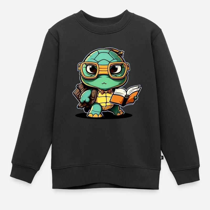 Cooler Superheld Schildkröten Schulanfänger - Kinder Premium Organic Sweatshirt - Schwarz