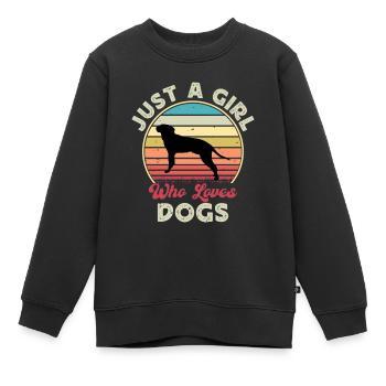 Braque Saint Germain Dog Silhouette Retro Coucher de soleil - Sweat Premium enfant bio - noir - Devant - AI Model Kid Female (0cm)