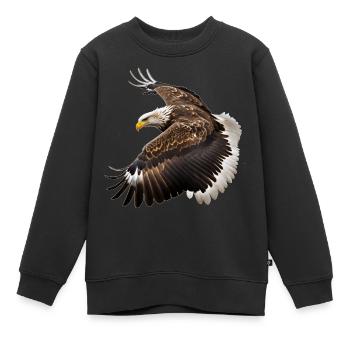 Seeadler leben in Europa, Asien und Nordamerika - Kinder Premium Organic Sweatshirt - Schwarz - Vorne - AI Model Kid Female (0cm)