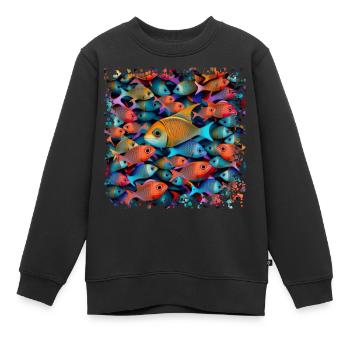 Fische schwimmen in großen Schwärmen im Meer - Kinder Premium Organic Sweatshirt - Schwarz - Vorne - AI Model Kid Female (0cm)