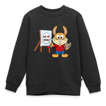 OSTERHASE - MALER - KÜNSTLER - EI LOVE YOU - Kinder Premium Organic Sweatshirt - Schwarz - Vorne - AI Model Kid Female (0cm)