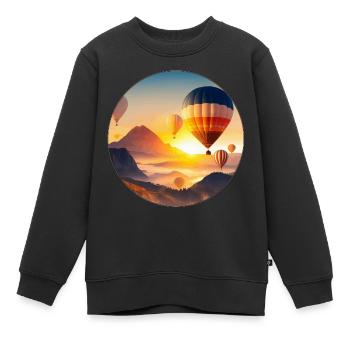 La montgolfière est synonyme de liberté et de soif d’aventure - Sweat Premium enfant bio - noir - Devant - AI Model Kid Female (0cm)