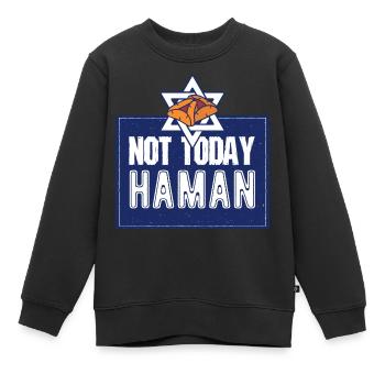 Pas aujourd’hui Haman Pourim Judaïsme - Sweat Premium enfant bio - noir - Devant - AI Model Kid Female (0cm)