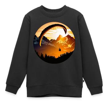 Gleitschirmfliegen in den Bergen - Kinder Premium Organic Sweatshirt - Schwarz - Vorne - AI Model Kid Female (0cm)