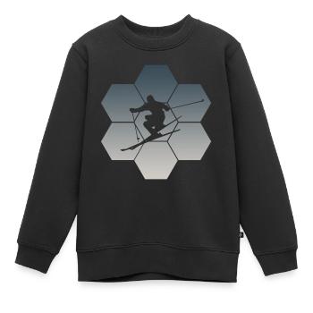 Skiing Skifahrer Ski Geschenkidee Pistensau - Kinder Premium Organic Sweatshirt - Schwarz - Vorne - AI Model Kid Female (0cm)