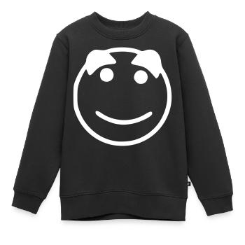 Emoji Skizze glücklich weiß - Kinder Premium Organic Sweatshirt - Schwarz - Vorne - AI Model Kid Female (0cm)