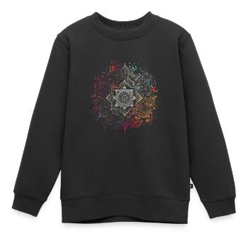 Buntes Airbrush Tinte Boho Mandala - Kinder Premium Organic Sweatshirt - Schwarz - Vorne - AI Model Kid Female (0cm)