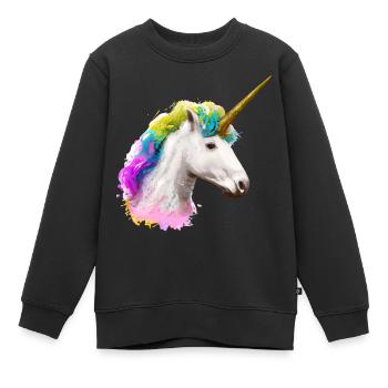 Farbenfrohes Einhorn - Kinder Premium Organic Sweatshirt - Schwarz - Vorne - AI Model Kid Female (0cm)