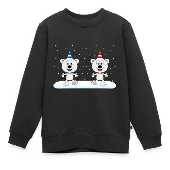 EISBÄREN - SCHNEE - WINTER - EISBÄR - LIEBE - LOVE - Kinder Premium Organic Sweatshirt - Schwarz - Vorne - AI Model Kid Female (0cm)