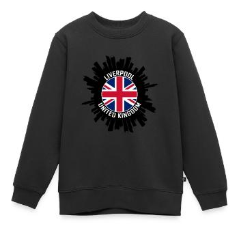 Liverpool Skyline UK Flag Souvenir de voyage - Sweat Premium enfant bio - noir - Devant - AI Model Kid Female (0cm)