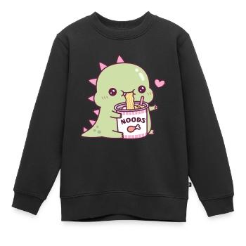 Süßer Dinosaurier, der Instant-Nudeln isst - Kinder Premium Organic Sweatshirt - Schwarz - Vorne - AI Model Kid Female (0cm)