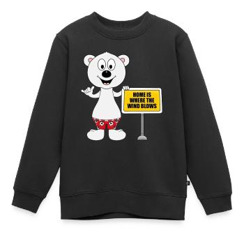 EISBÄR - SHAKA - SURFER - KITER - HOME IS WHERE... - Kinder Premium Organic Sweatshirt - Schwarz - Vorne - AI Model Kid Female (0cm)
