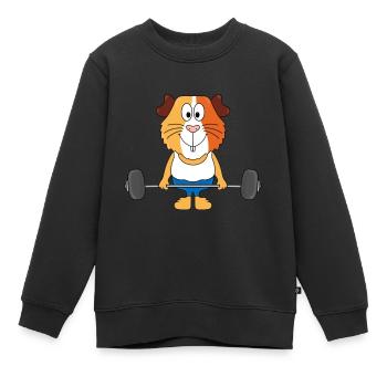 MEERSCHWEINCHEN - FITNESS - BODYBUILDING - SPORT - Kinder Premium Organic Sweatshirt - Schwarz - Vorne - AI Model Kid Female (0cm)
